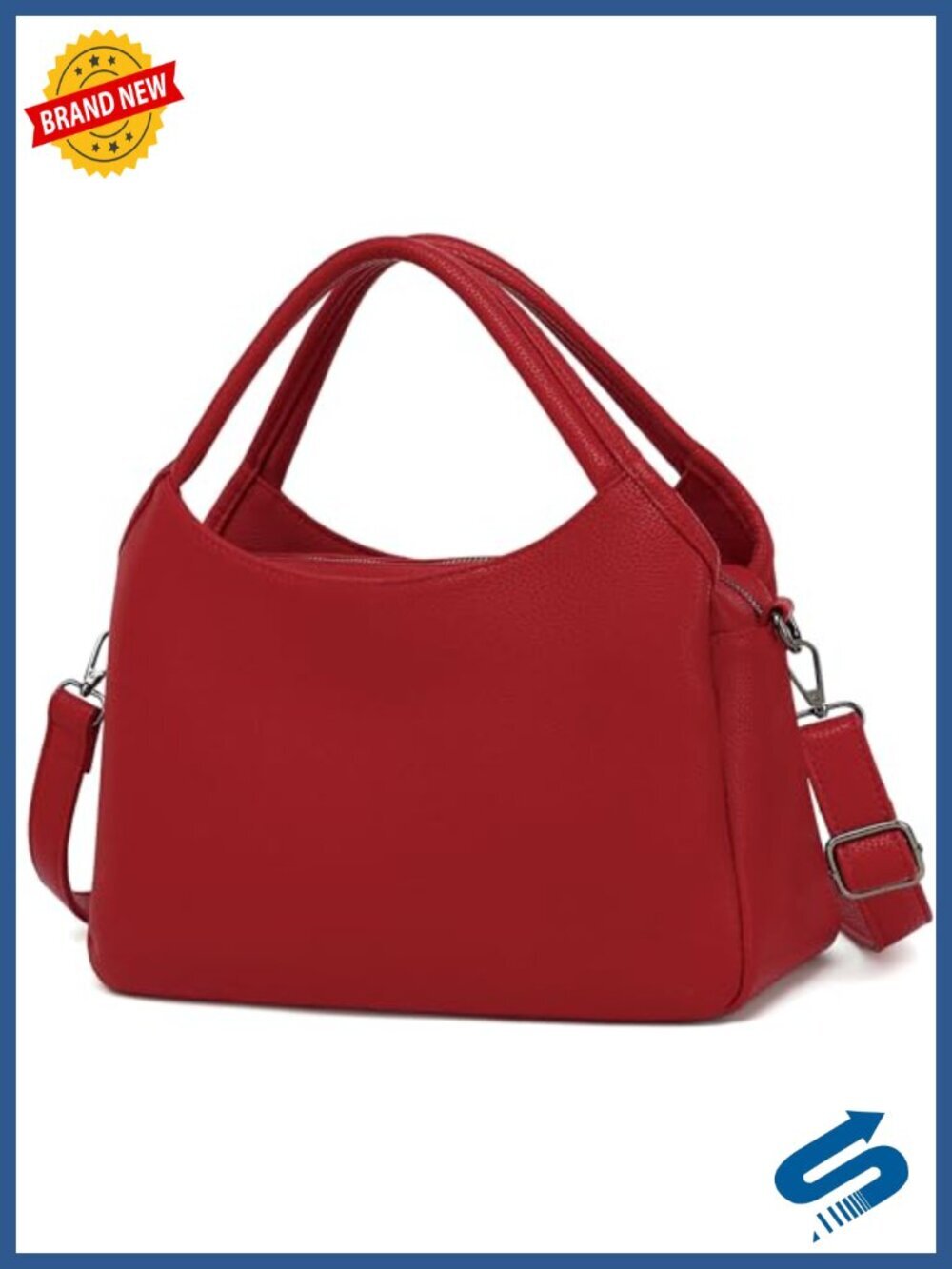 Women's Large Vegan Leather Tote Satchel Bag with Strap